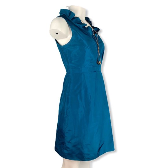 NWT Teal Silk Taffeta J. Crew Blakely Dress Sz 6 - Picture 2 of 8